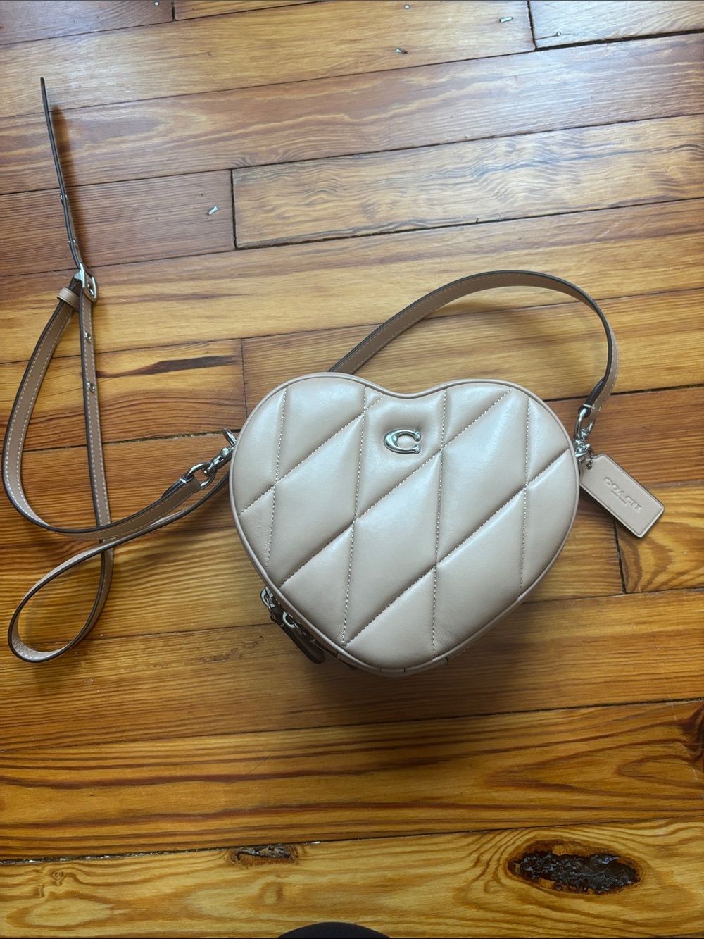 Coach Quilted Heart Crossbody Bag in Beige